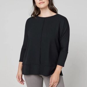 SPANX Perfect Length Top Size Large Very Black Dolman 3/4 Sleeve Sweatshirt Top